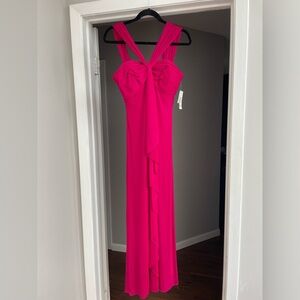 Alex Evenings Pink Cherry chiffon dress